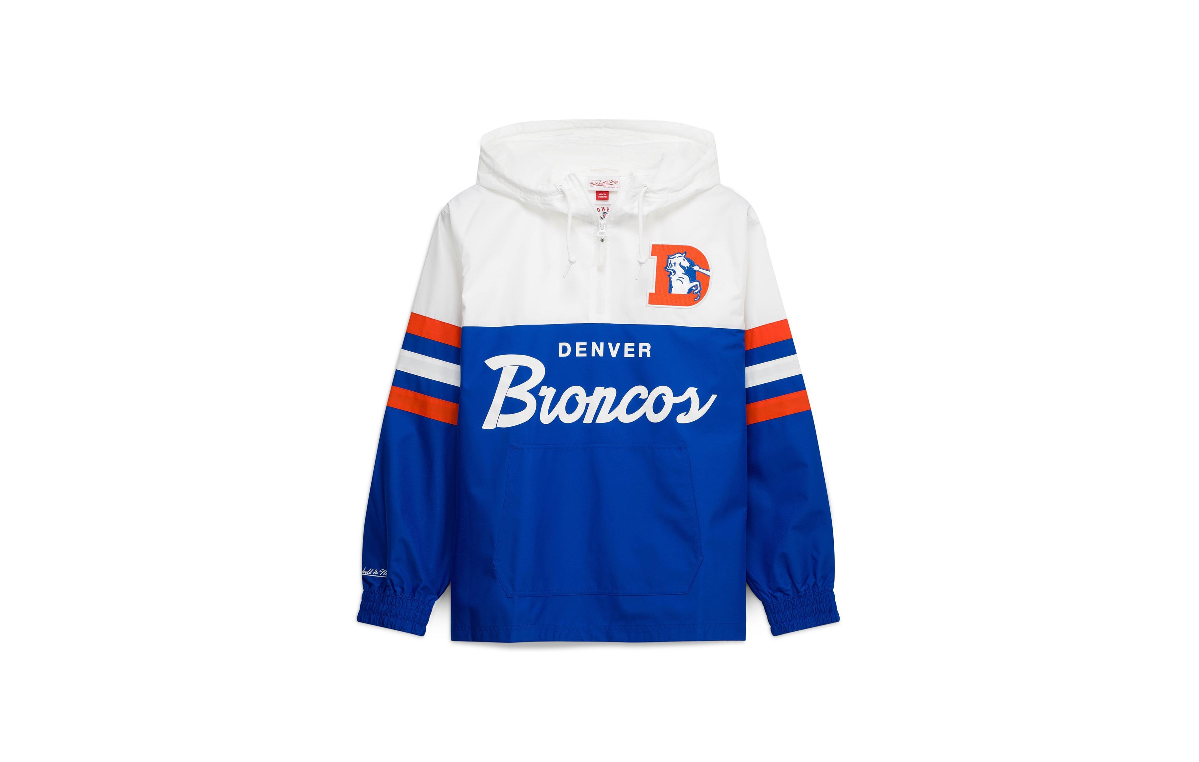 Mitchell & Ness Men's Royal Denver Broncos Head Coach Anorak Quarter-Zip Windbreaker Jacket