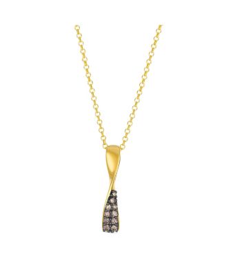 Chocolate Diamond Round Pendant Necklace (0.23 ct. t.w.) in 14k Honey Gold