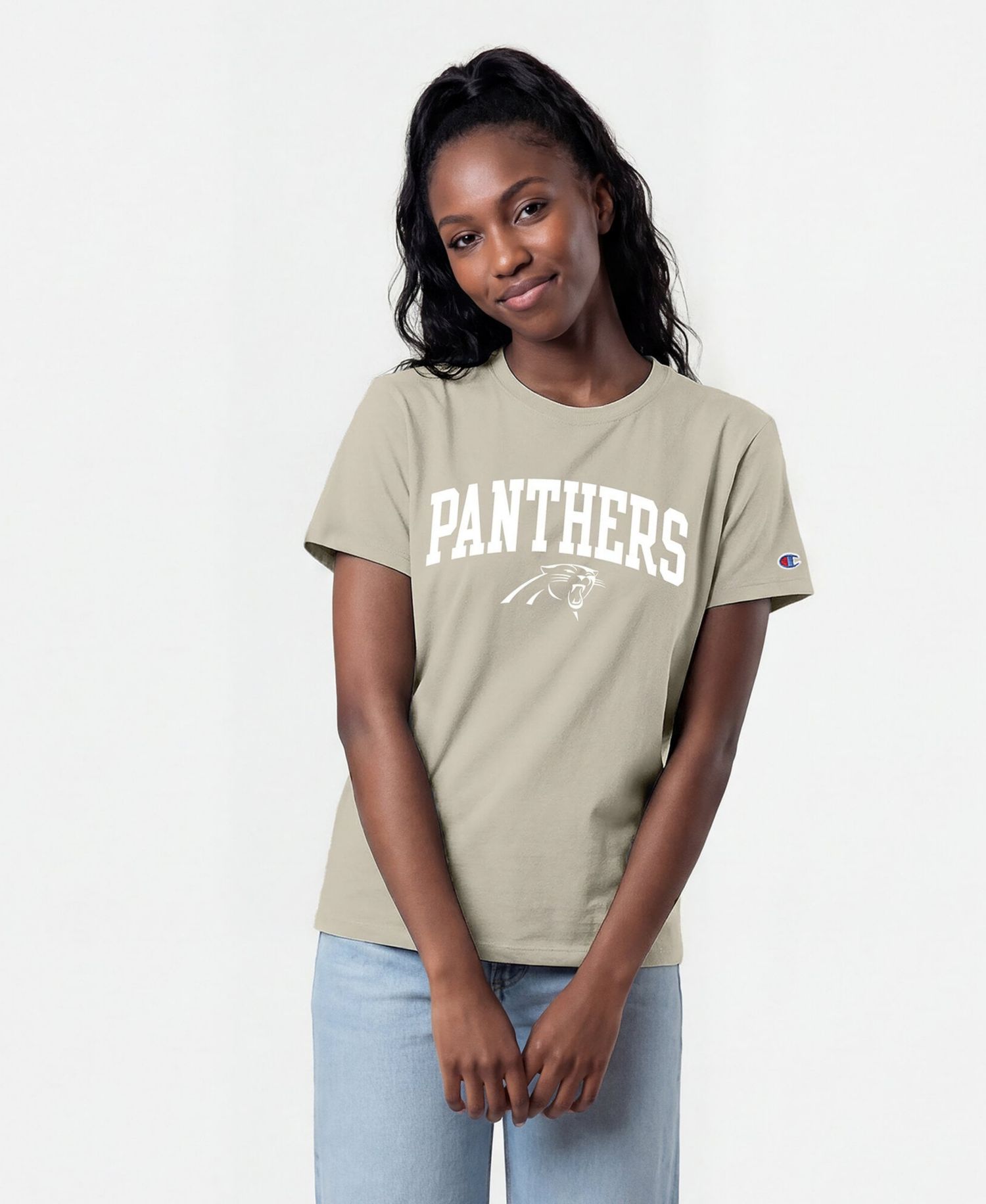 Women's Carolina Panthers Cocoa Butter Screen Print Graphics T-Shirt