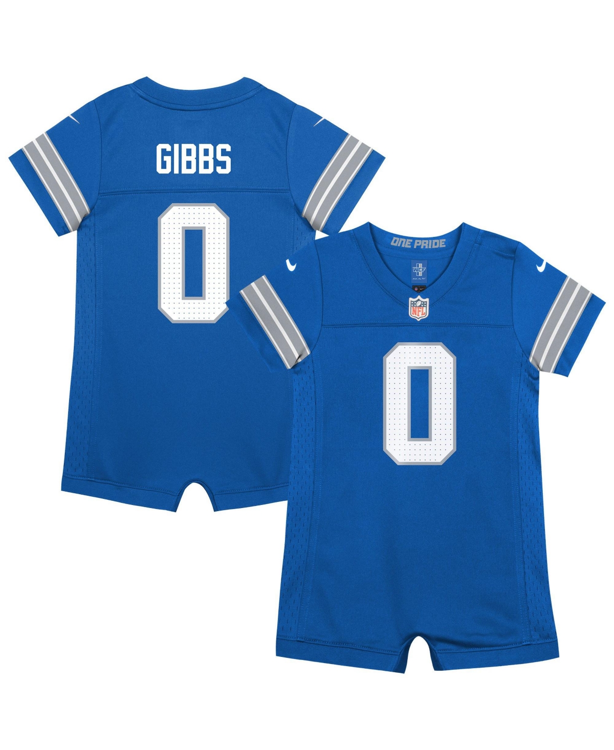 Nike Baby Boys and Girls Detroit Lions Jahmyr Gibbs Short-Sleeve Romper - Blue