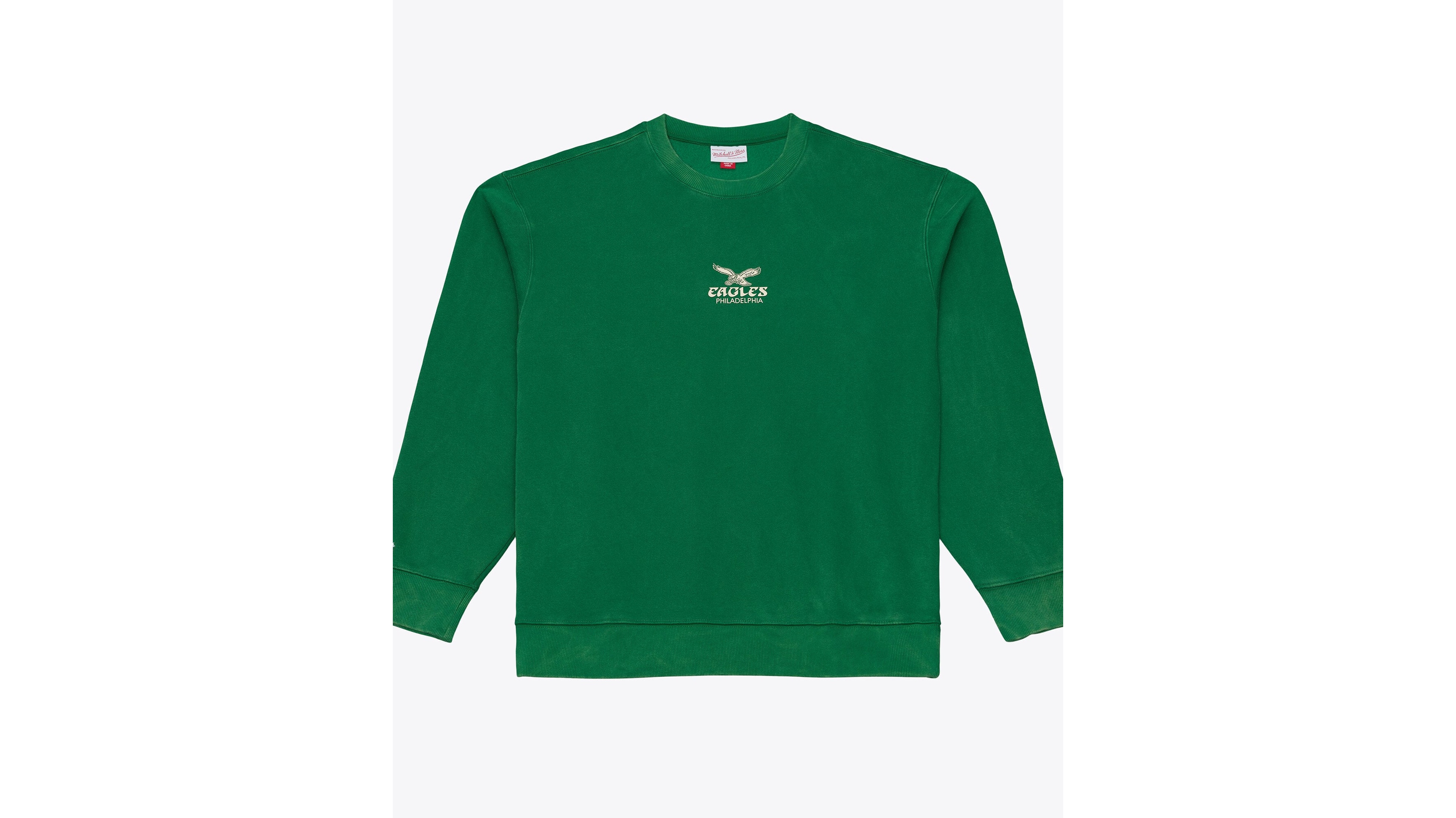 Mitchell & Ness Men's Green Philadelphia Eagles Core Essentials Micro Logo Fleece Sweatshirt