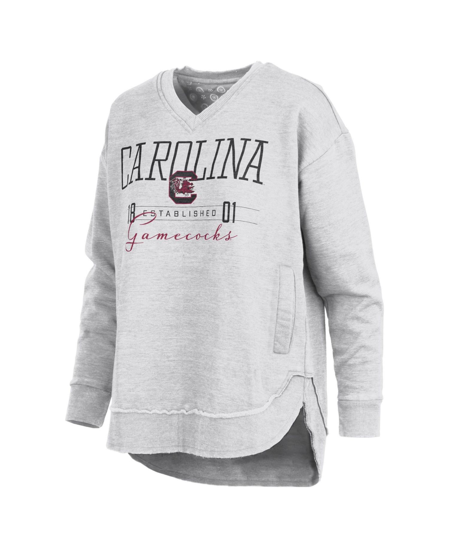 Women's South Carolina Gamecocks Marcus East Hall Dropped-Shoulder Long-Sleeve V-Neck Sweatshirt