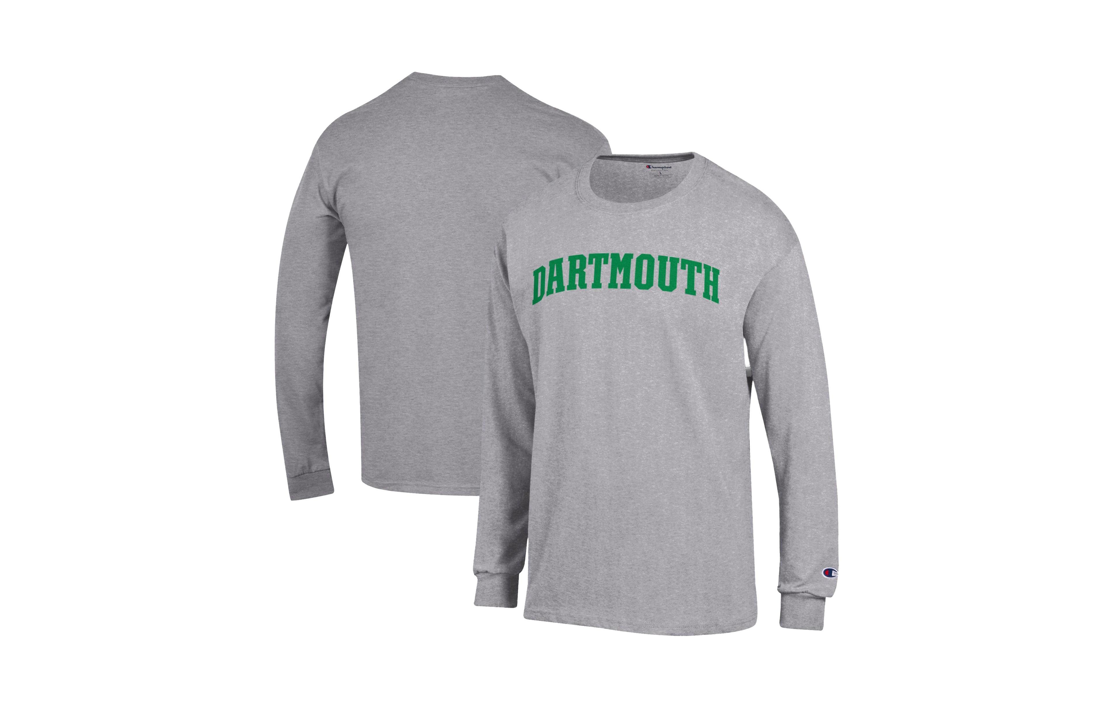 Champion Men's Dartmouth Big Green Long-Sleeve Screen Print Cotton T-Shirt
