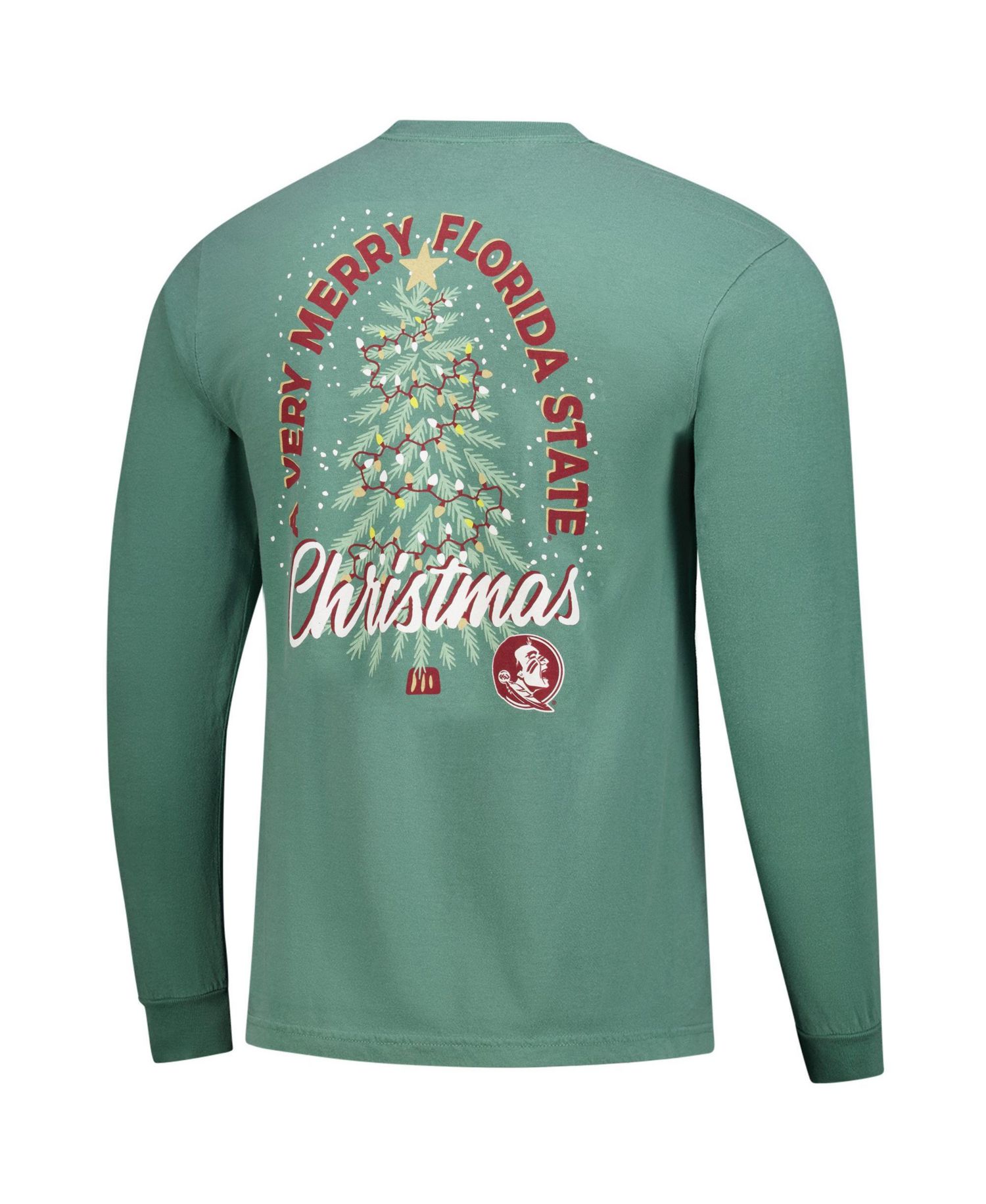 Men's Florida State Seminoles Merry Christmas Tree Holiday Long-Sleeve Relaxed-Fit T-Shirt