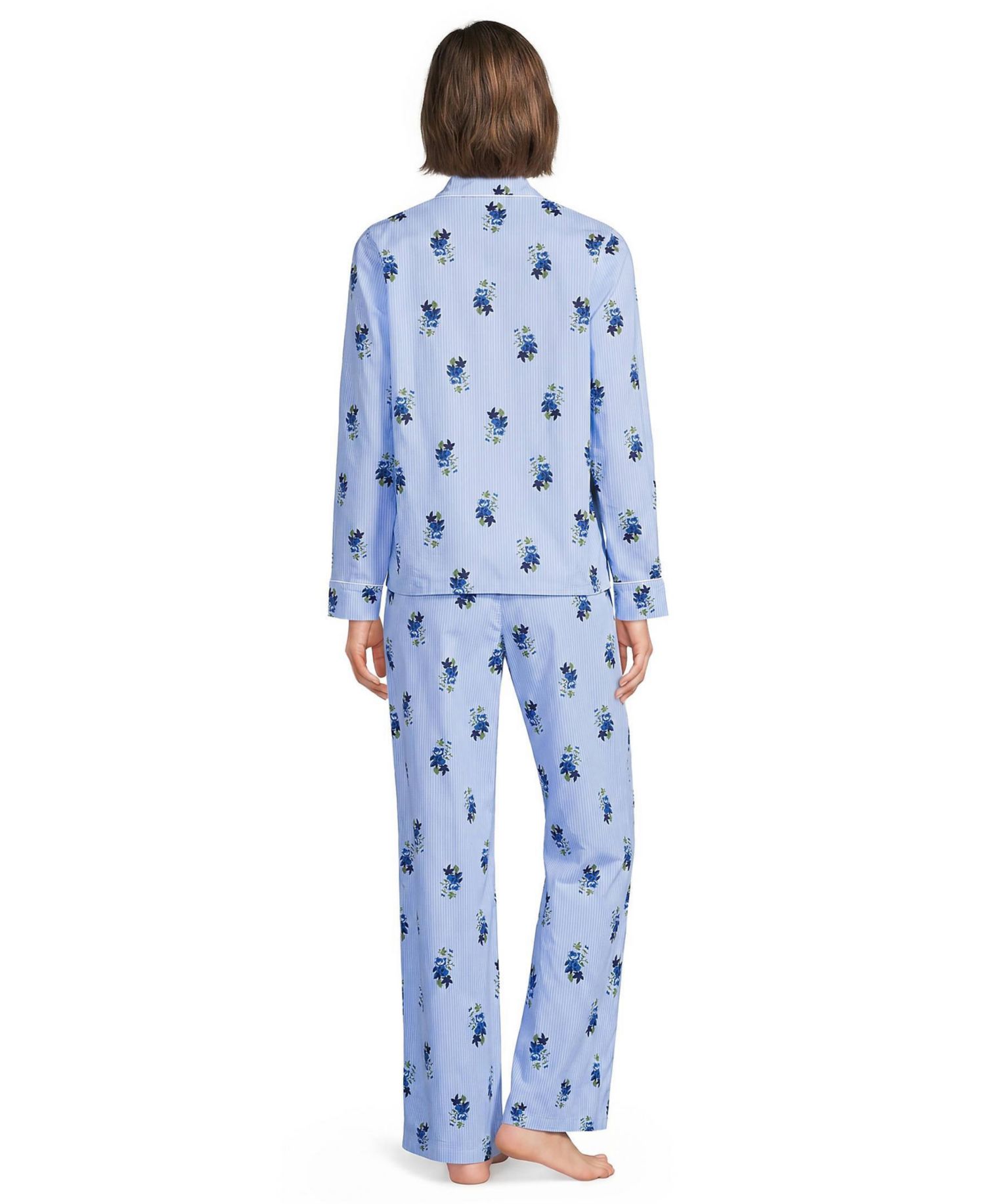 Women's Cotton Long-Sleeve Pajama Top and Pants Set