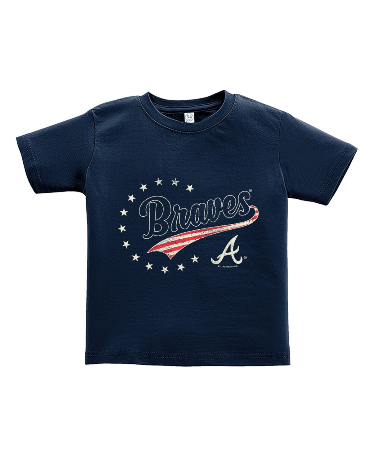 Soft As A Grape Babies' Toddler Boys' 2t-5t Atlanta Braves Graphic Crewneck T-shirt In Navy
