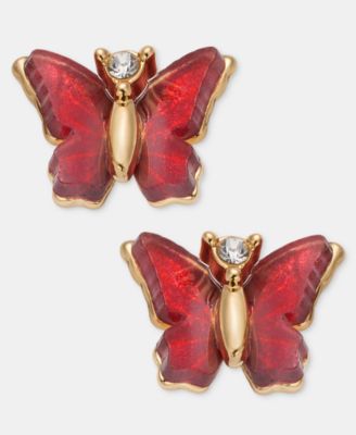 Glass Burgundy Butterfly Studs