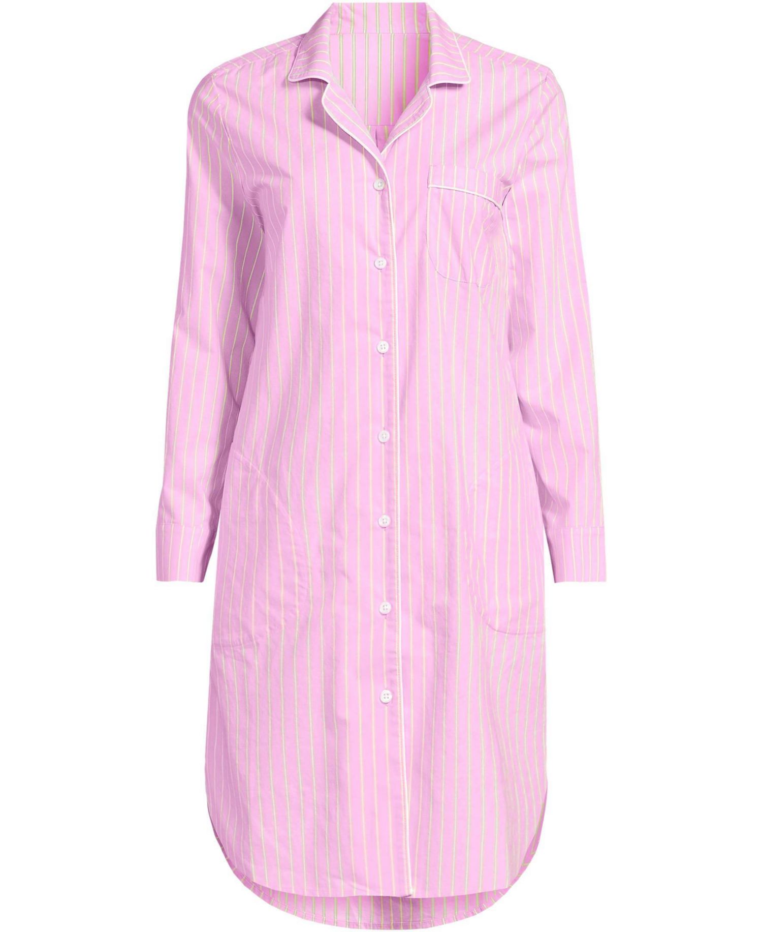 Women's Cotton Poplin Long Sleeve Sleepshirt Nightgown