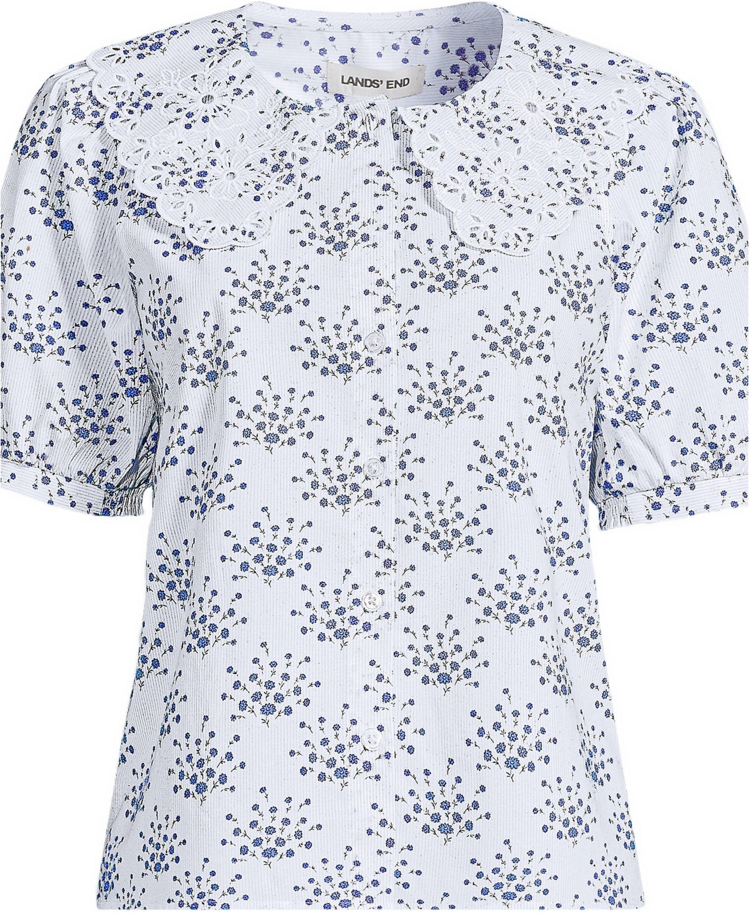Plus Size Ruffle-Collar Puff-Sleeve Blouse