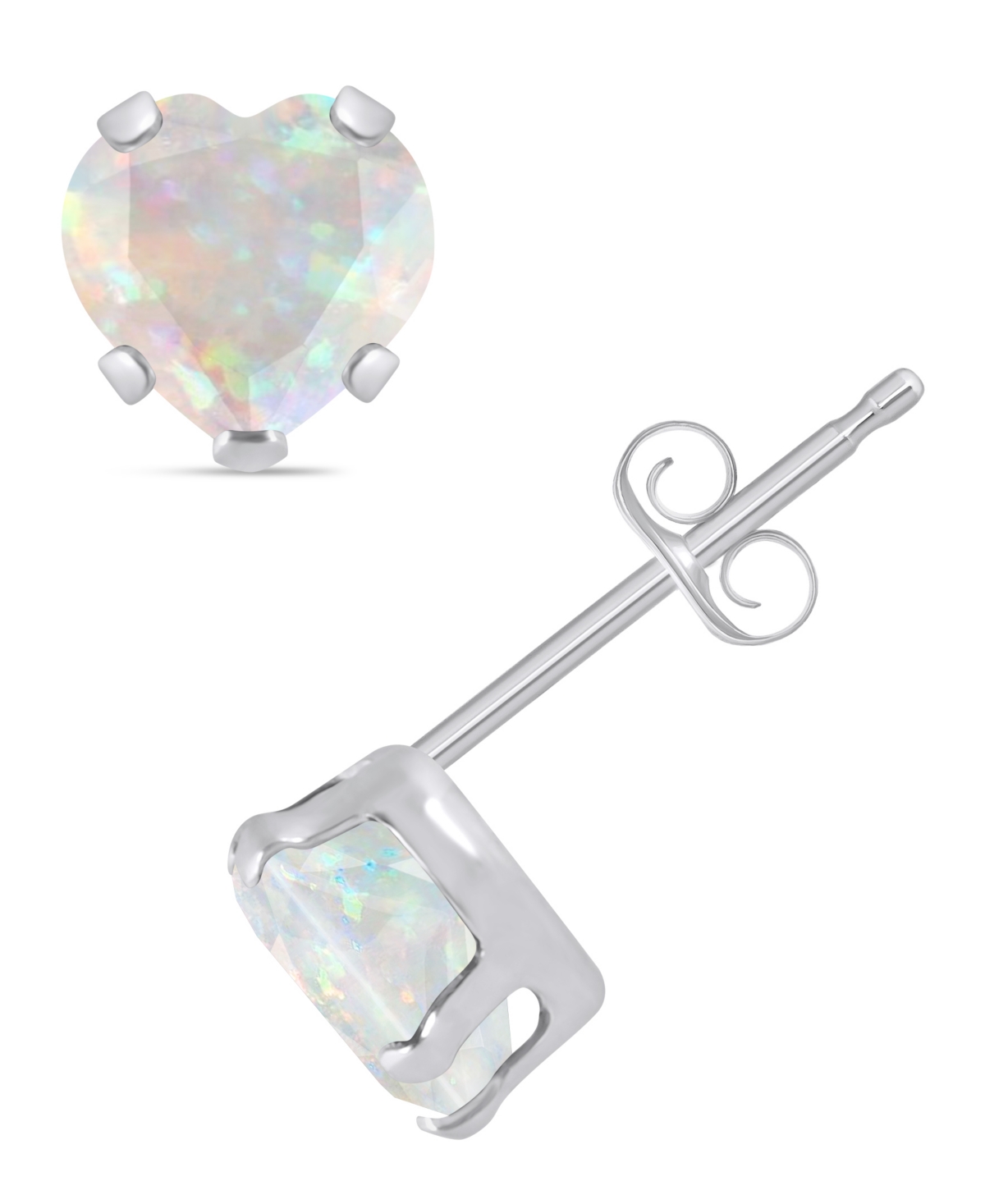 Macy's Lab-Grown Emerald (7/8 ct. t.w.) Stud Earrings in 10k White Gold - Lab-Grown Opal