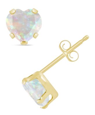 Lab-Grown Emerald (7/8 ct. t.w.) Stud Earrings in 10k Yellow Gold (Also available in Lab-Grown Opal, Ruby, and Sapphire) 
