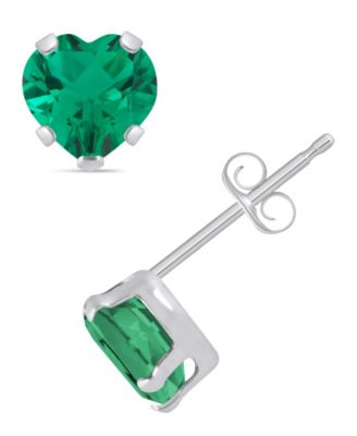 Lab-Grown Emerald (7/8 ct. t.w.) Stud Earrings in 10k White Gold (Also available in Lab-Grown Opal, Ruby, and Sapphire)