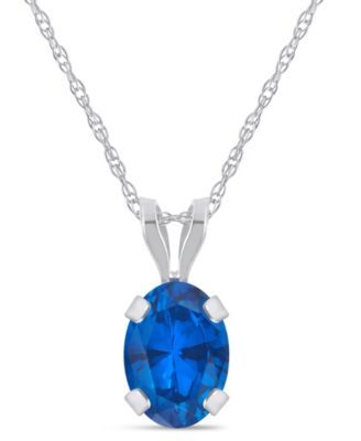 Lab-Grown Sapphire (1 ct. t.w.) Pendant Necklace in 10k White Gold (Also available in Lab-Grown Ruby, Opal, and Emerald)
