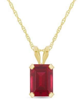Lab-Grown Pendant Necklace in 10k Yellow Gold (Available in Lab-Grown Emerald, Sapphire, Ruby, and Opal)