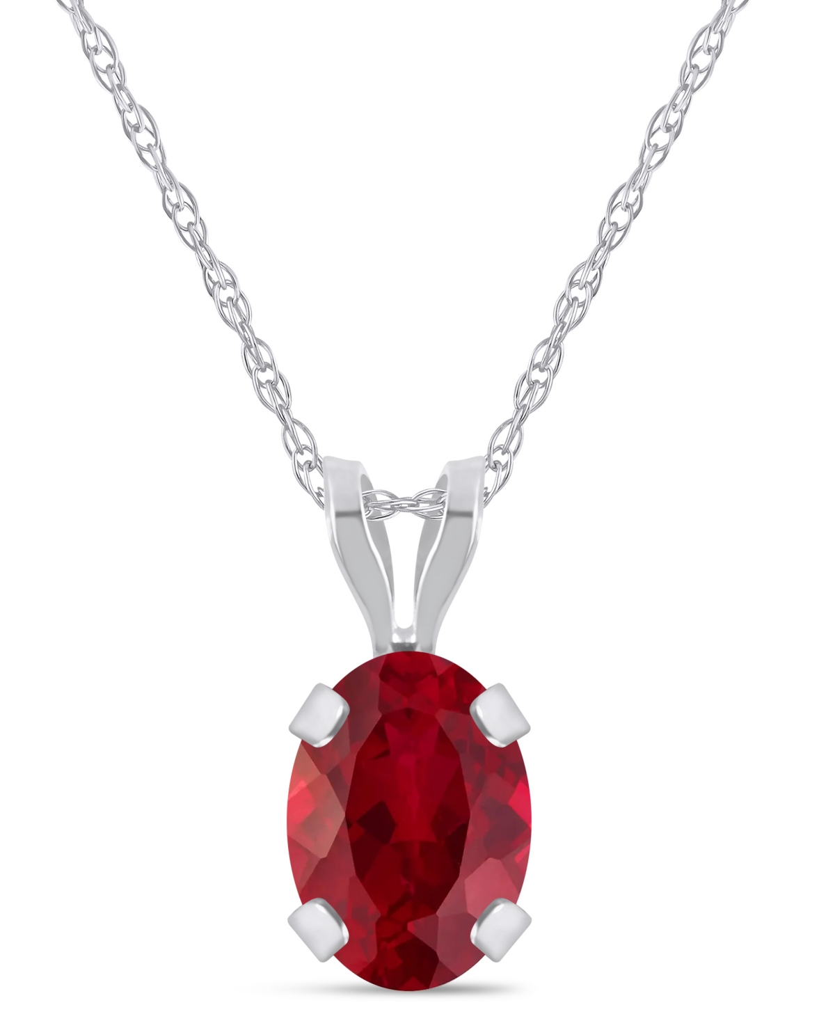Macy's Lab-Grown Sapphire (1 ct. t.w.) Pendant Necklace in 10k White Gold - Ruby