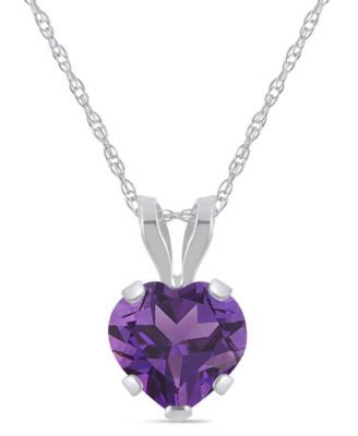 Pendant Necklace in 10k White Gold (Available in Amethyst, Pink Topaz, Blue Topaz, Peridot, Garnet, Citrine, and Black Onyx)