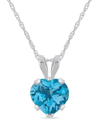 Pendant Necklace in 10k White Gold (Available in Amethyst, Pink Topaz, Blue Topaz, Peridot, Garnet, Citrine, and Black Onyx)