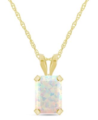 Lab-Grown Pendant Necklace in 10k Yellow Gold (Available in Lab-Grown Emerald, Sapphire, Ruby, and Opal)