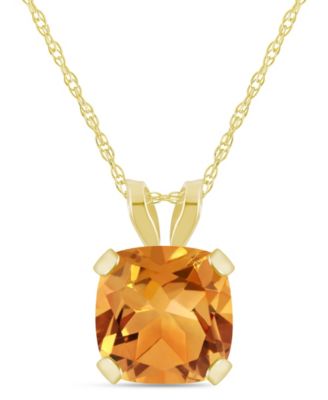 Pendant Necklace in 10k Yellow Gold (Available in Amethyst, Pink Topaz, Blue Topaz, Peridot, Garnet, Citrine, and Black Onyx)