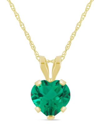Lab-Grown Pendant Necklace in 10k Yellow Gold (Available in Lab-Grown Emerald, Sapphire, Ruby, and Opal)