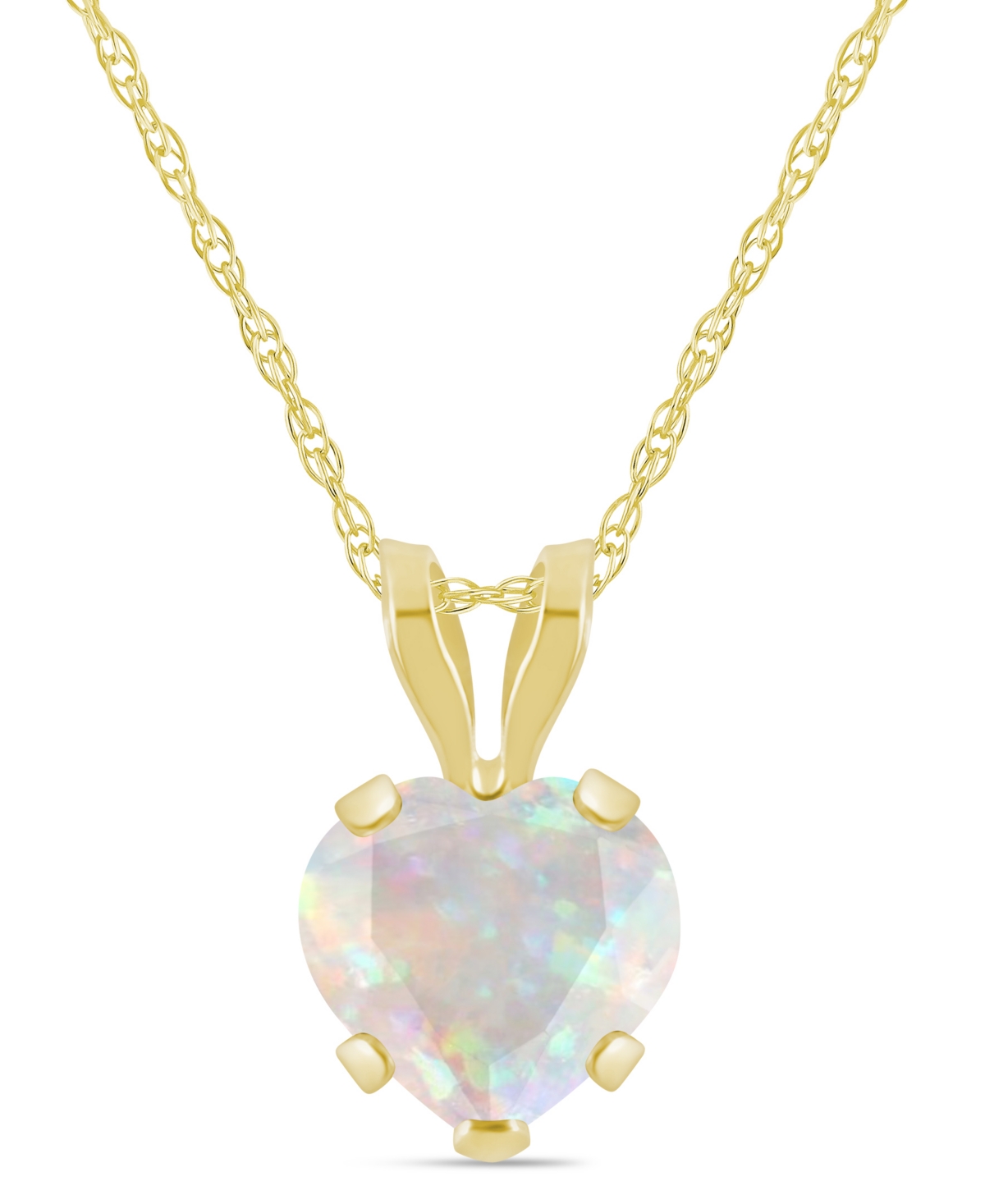 Macy's Lab-Grown Emerald (5/8 ct. t.w.) Pendant Necklace in 10k Yellow Gold - Opal