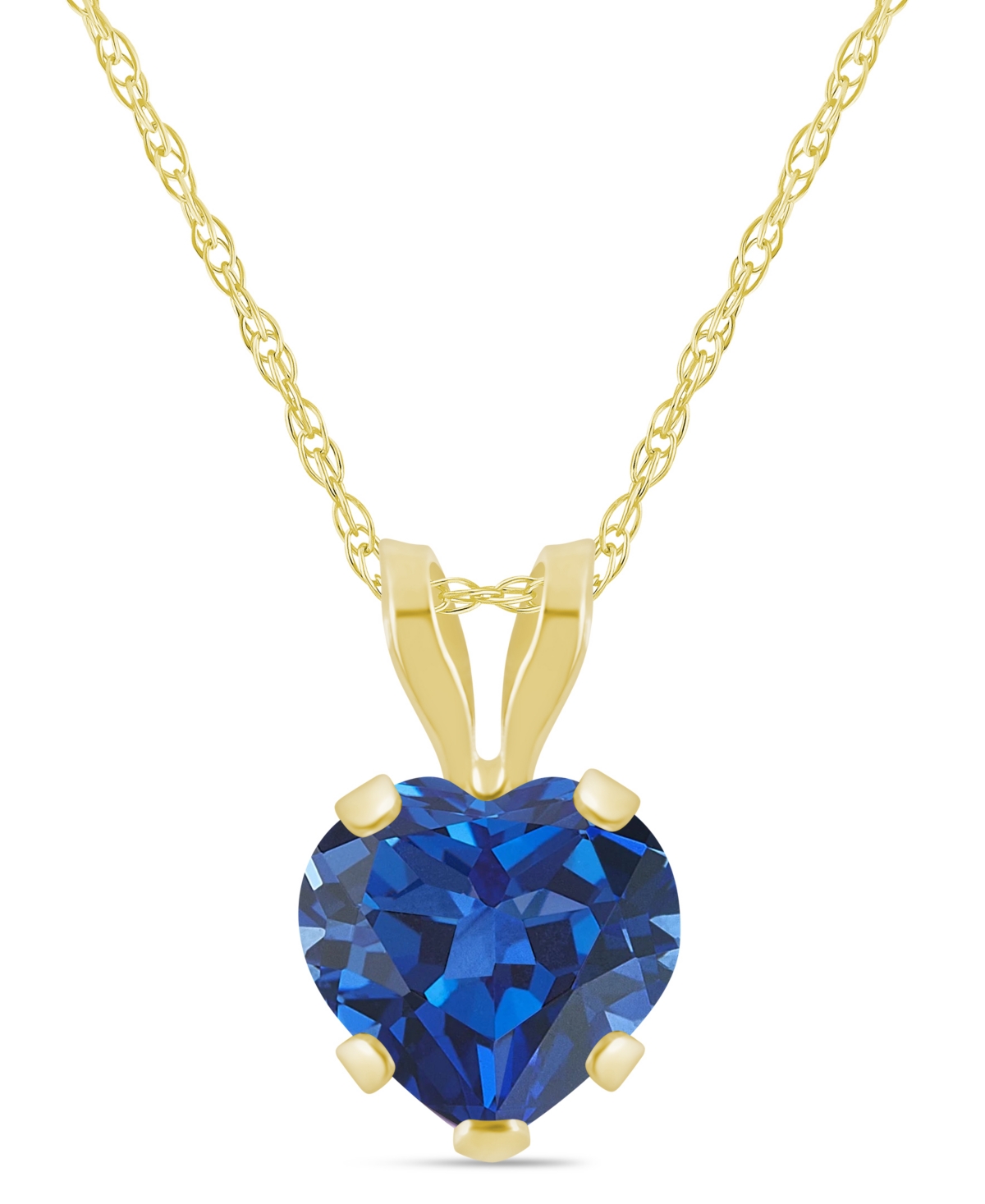 Macy's Lab-Grown Emerald (5/8 ct. t.w.) Pendant Necklace in 10k Yellow Gold - Sapphire