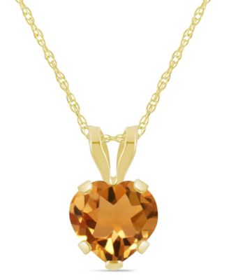 Pendant Necklace in 10k Yellow Gold (Available in Amethyst, Pink Topaz, Blue Topaz, Peridot, Garnet, Citrine, and Black Onyx)