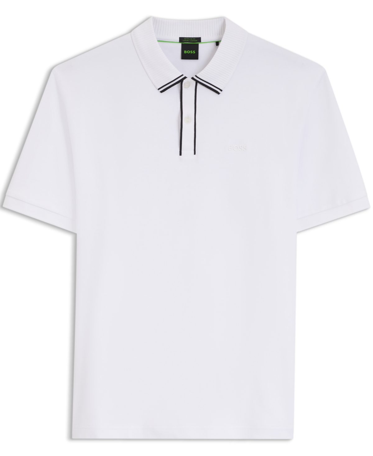 Boss by Hugo Boss Men's Interlock Cotton Striped-Trim Polo Shirt