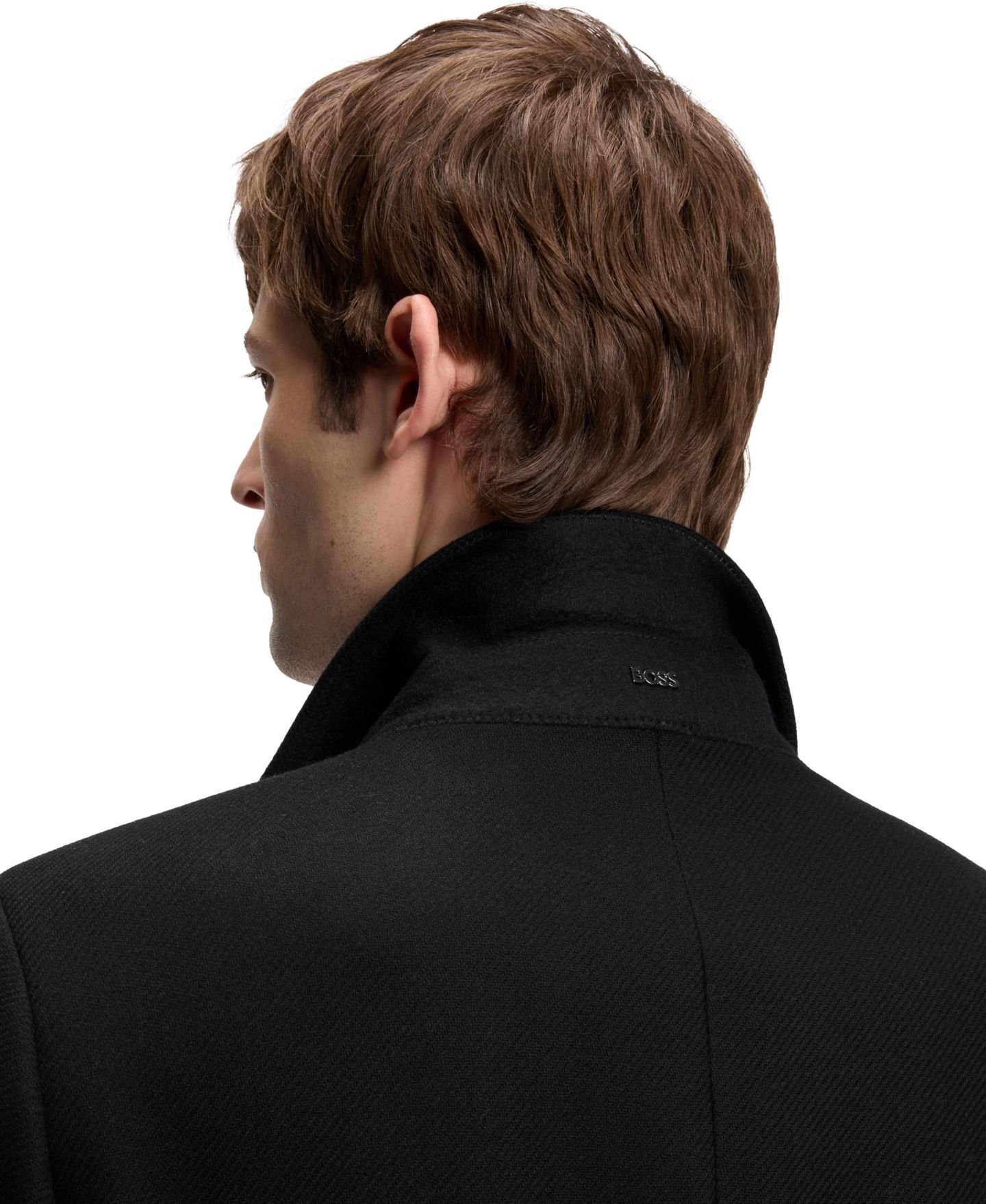 Мужское пальто Hugo Boss Slim-Fit Formal Wool-Blend, цвет: Чёрный — фото 7