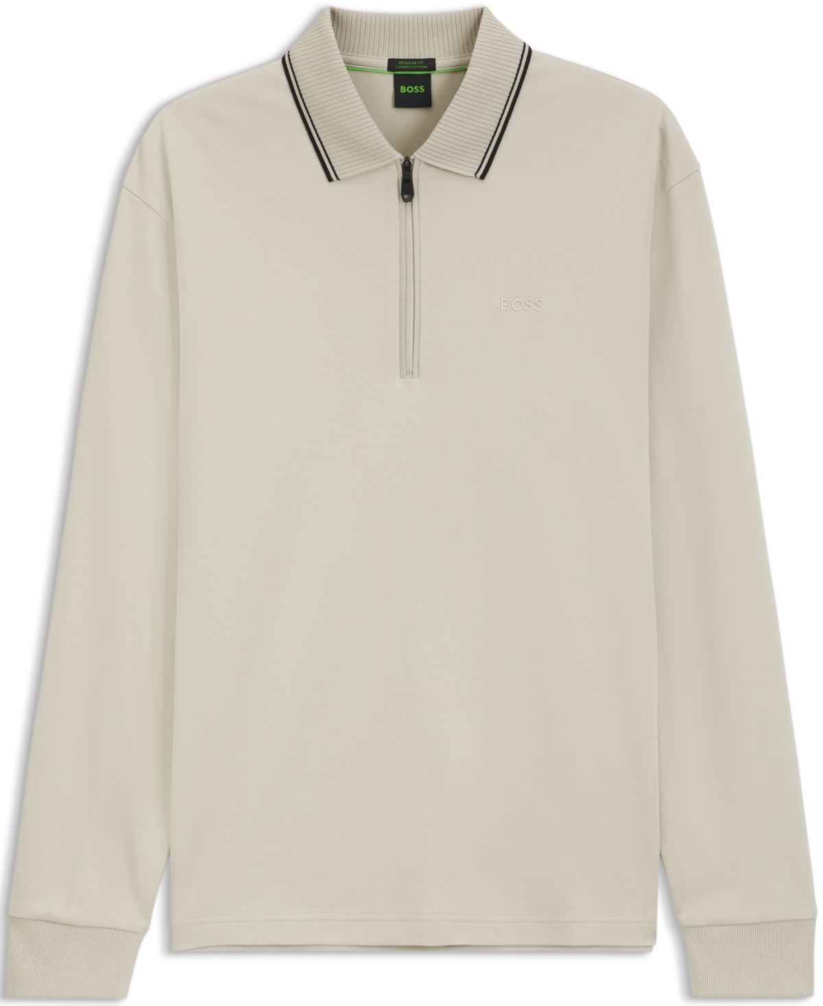 Boss by Hugo Boss Men's Interlock-Cotton Zip-Neck Polo Shirt
