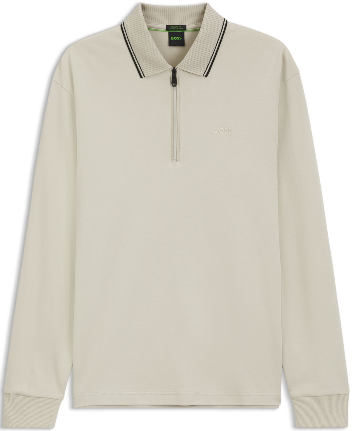Men's Zip-Neck Embroidered Logo Polo Shirt