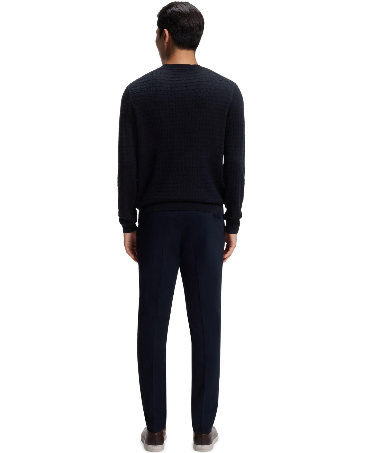 Мужской свитер Hugo Boss L-Fabrizio Patterned Silk Regular-Fit, цвет: Тёмный синий — фото 3