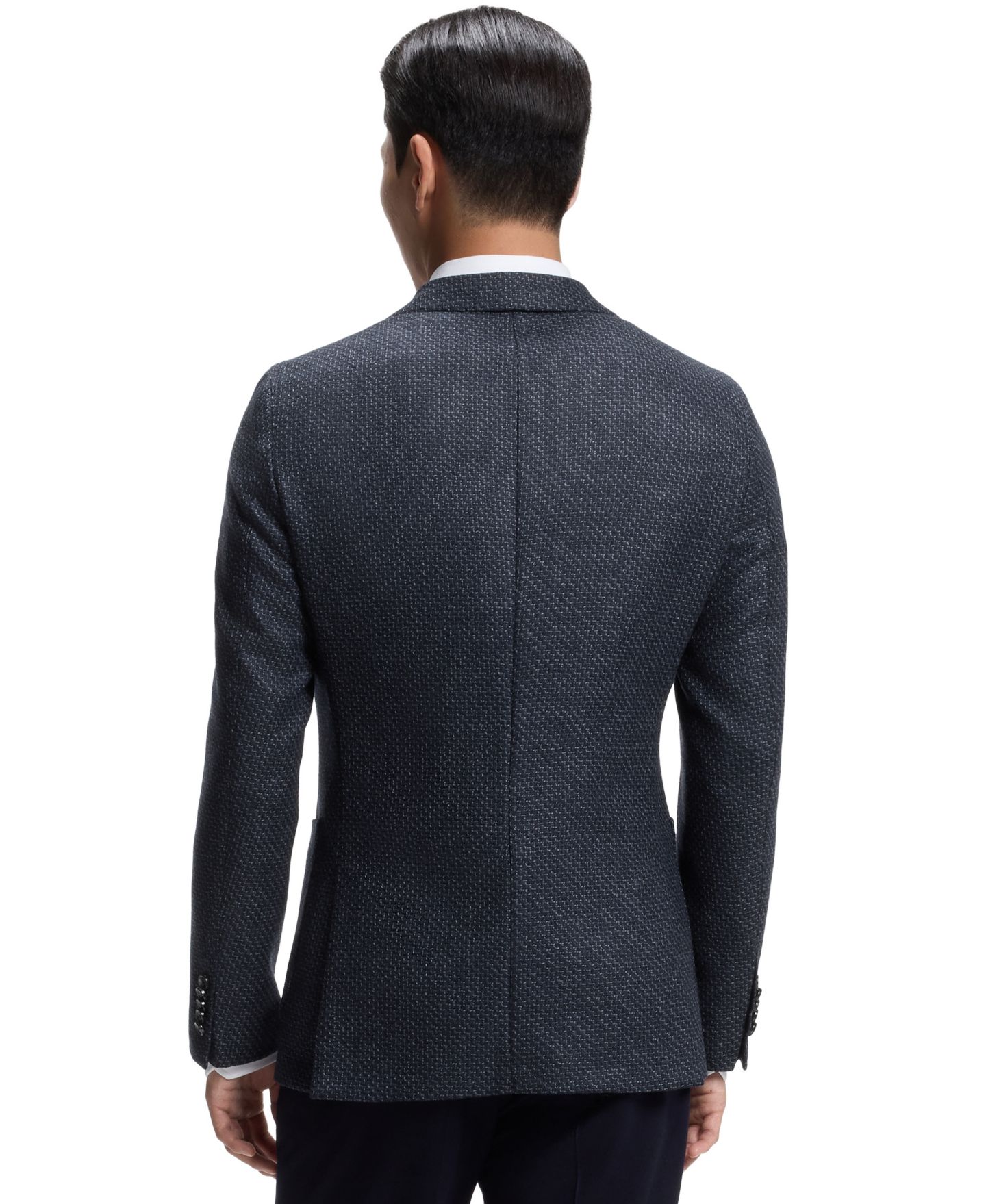 Мужская куртка Hugo Boss BOSS by Patterned Wool Slim-Fit, цвет: Тёмный синий — фото 5