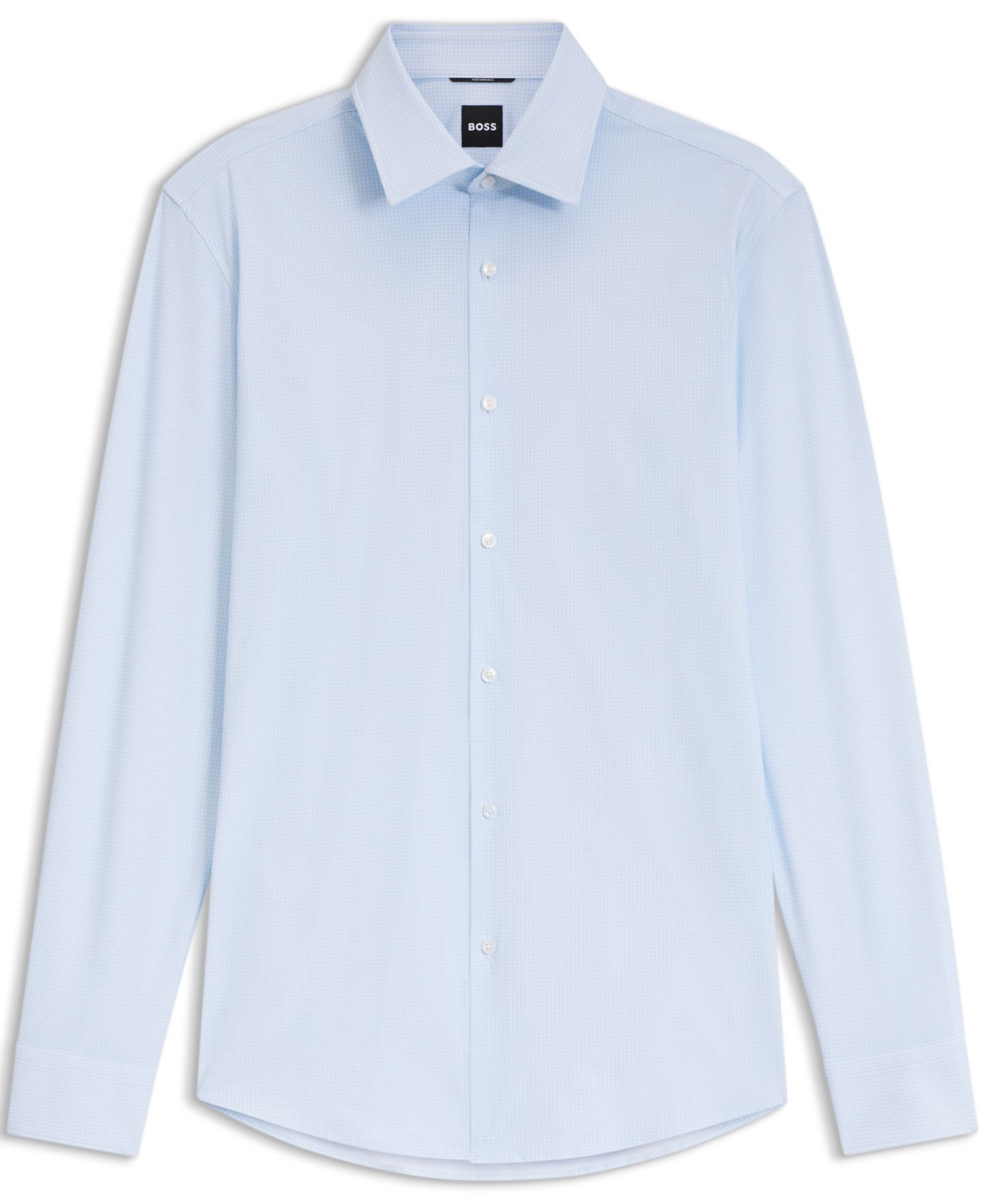 Мужская рубашка Hugo Boss BOSS by Printed Performance-Stretch Jersey Slim-Fit Dress Shirt, цвет: Синий — фото 2