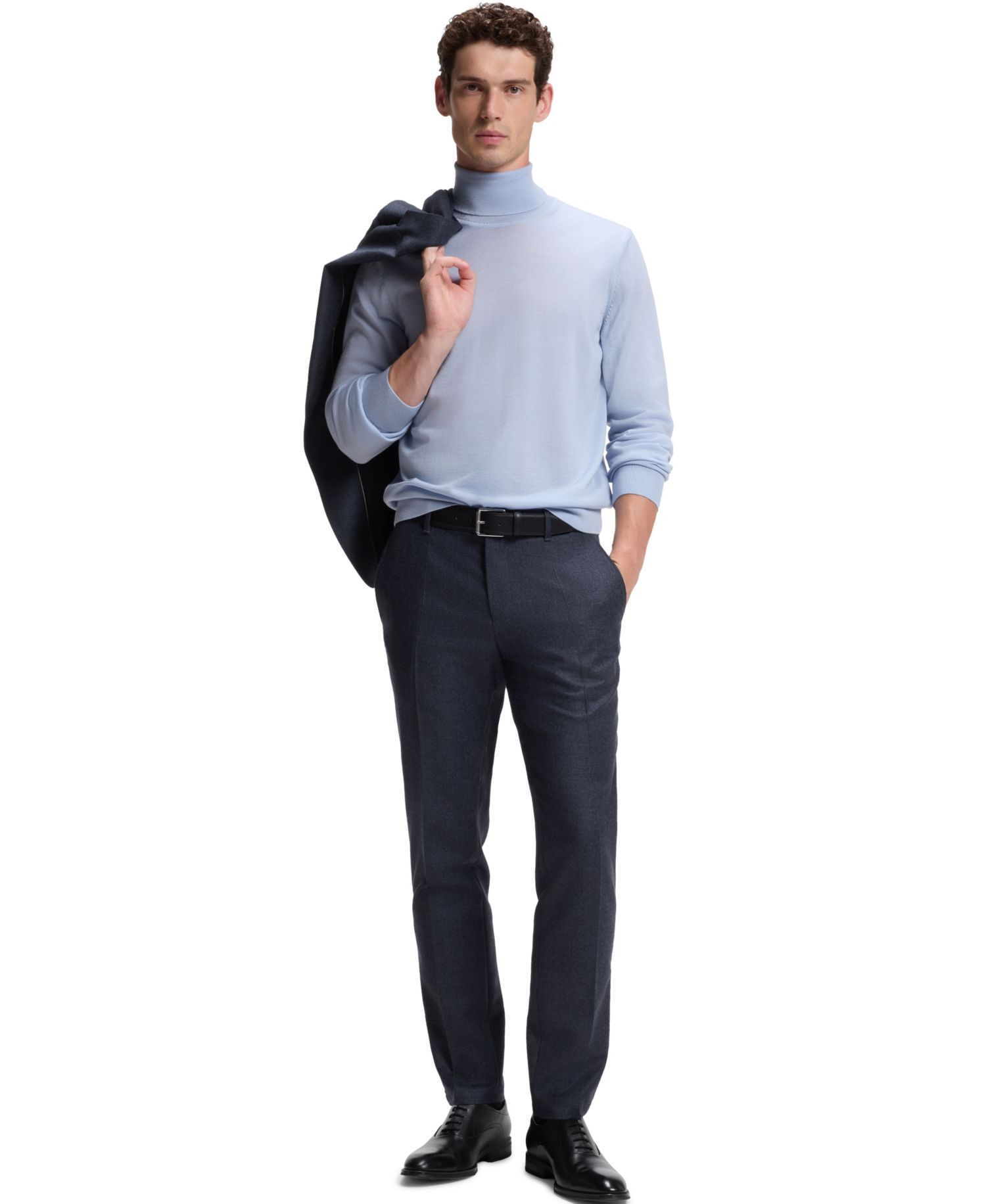 BOSS by Men's Wool Slim-Fit Patterned Pants