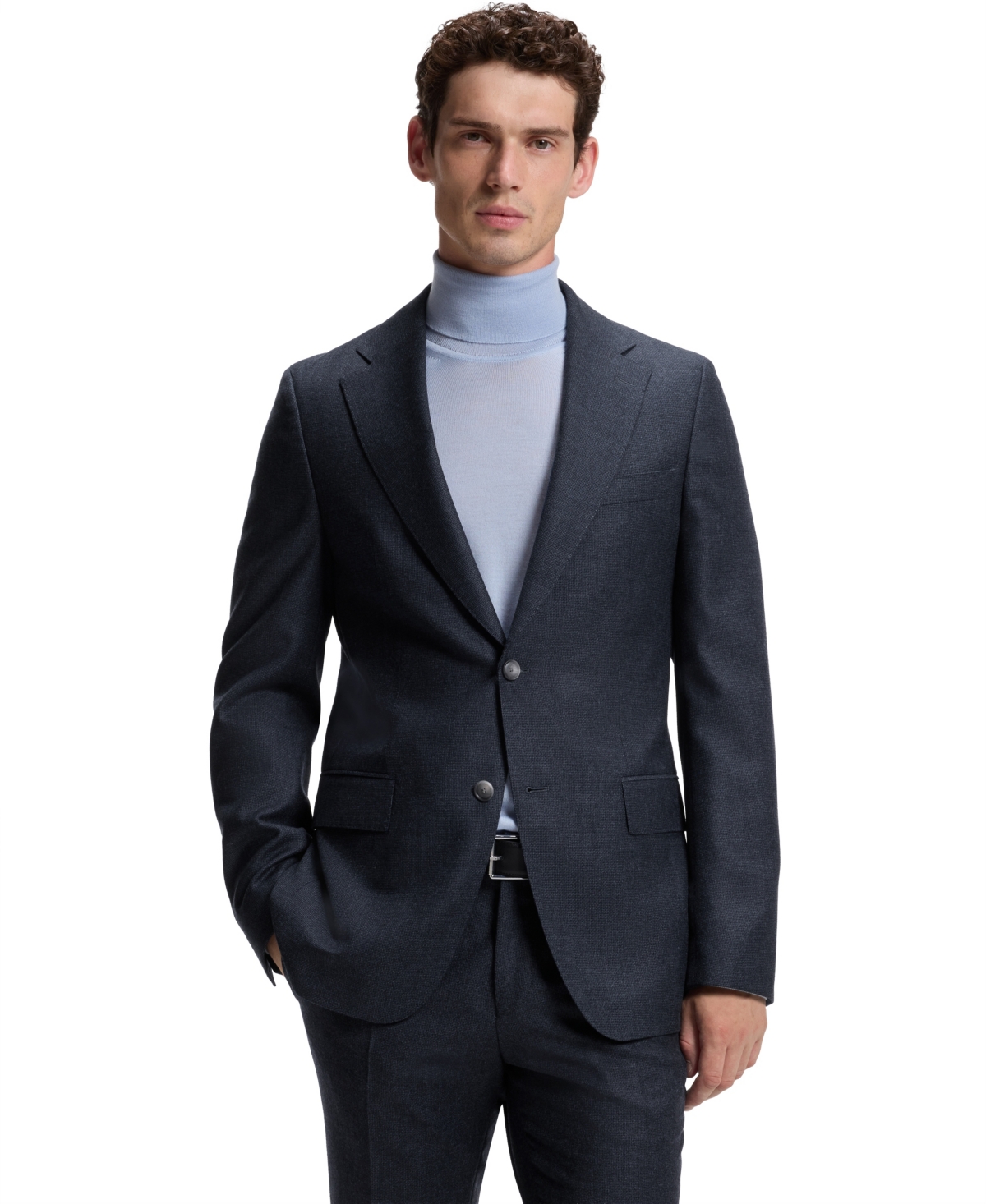Hugo Boss Boss By  Men's Wool Patterned Slim-fit Blazer In Dark Blue