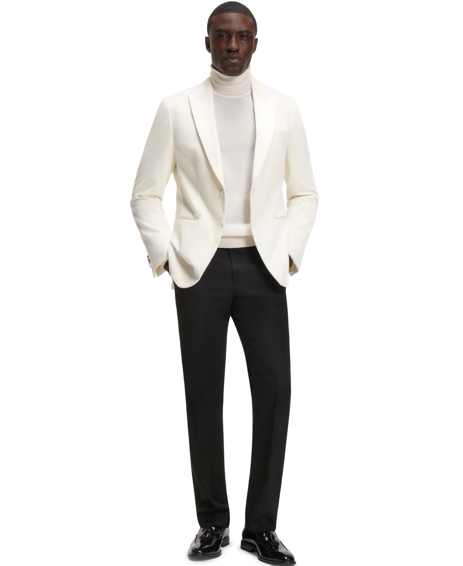 BOSS by Men's Wool Slim-Fit Tuxedo Pants