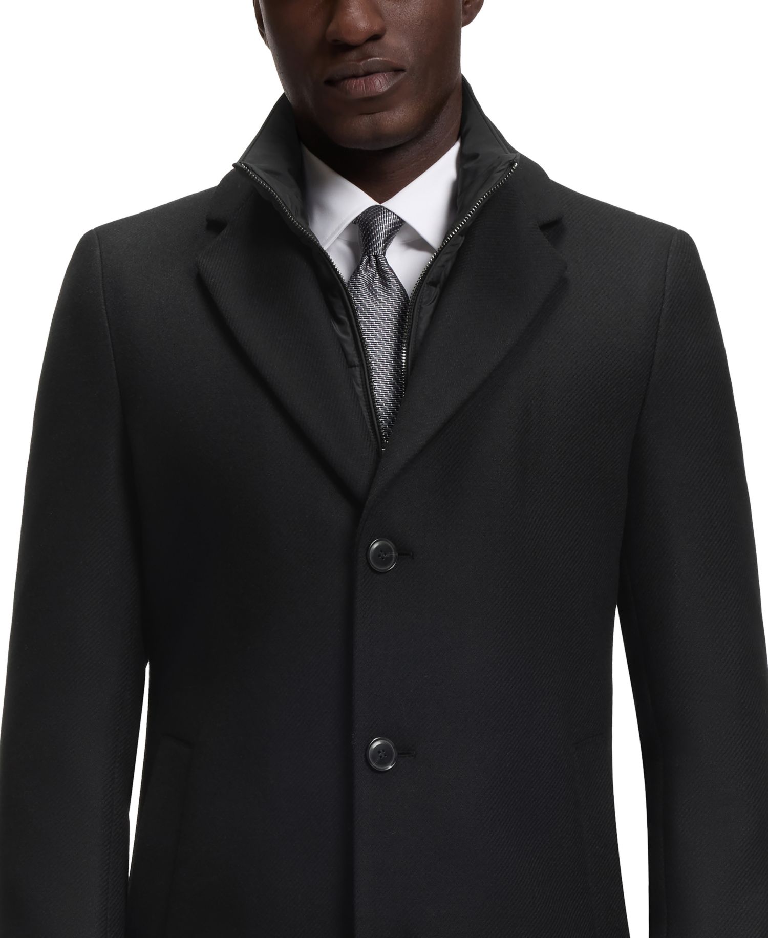 BOSS by Men's Hyde Slim-Fit Wool-Blend Zip-Up Inner Overcoat