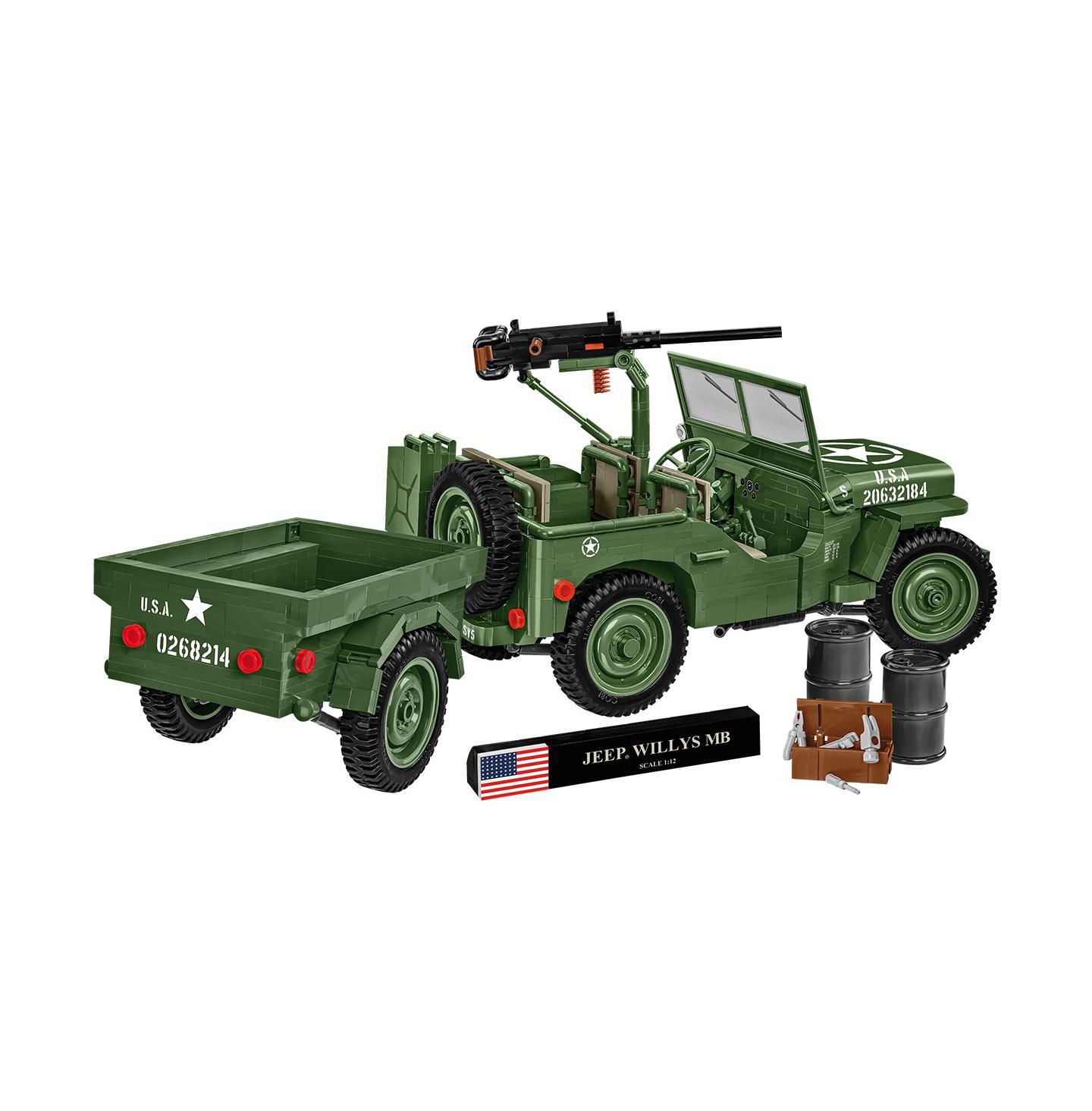 Детские конструкторы COBI Historical Collection Wwii Jeep Willys MB + Trailer 1:12 Scale Vehicle Executive Edition, 1580 pieces — фото 3