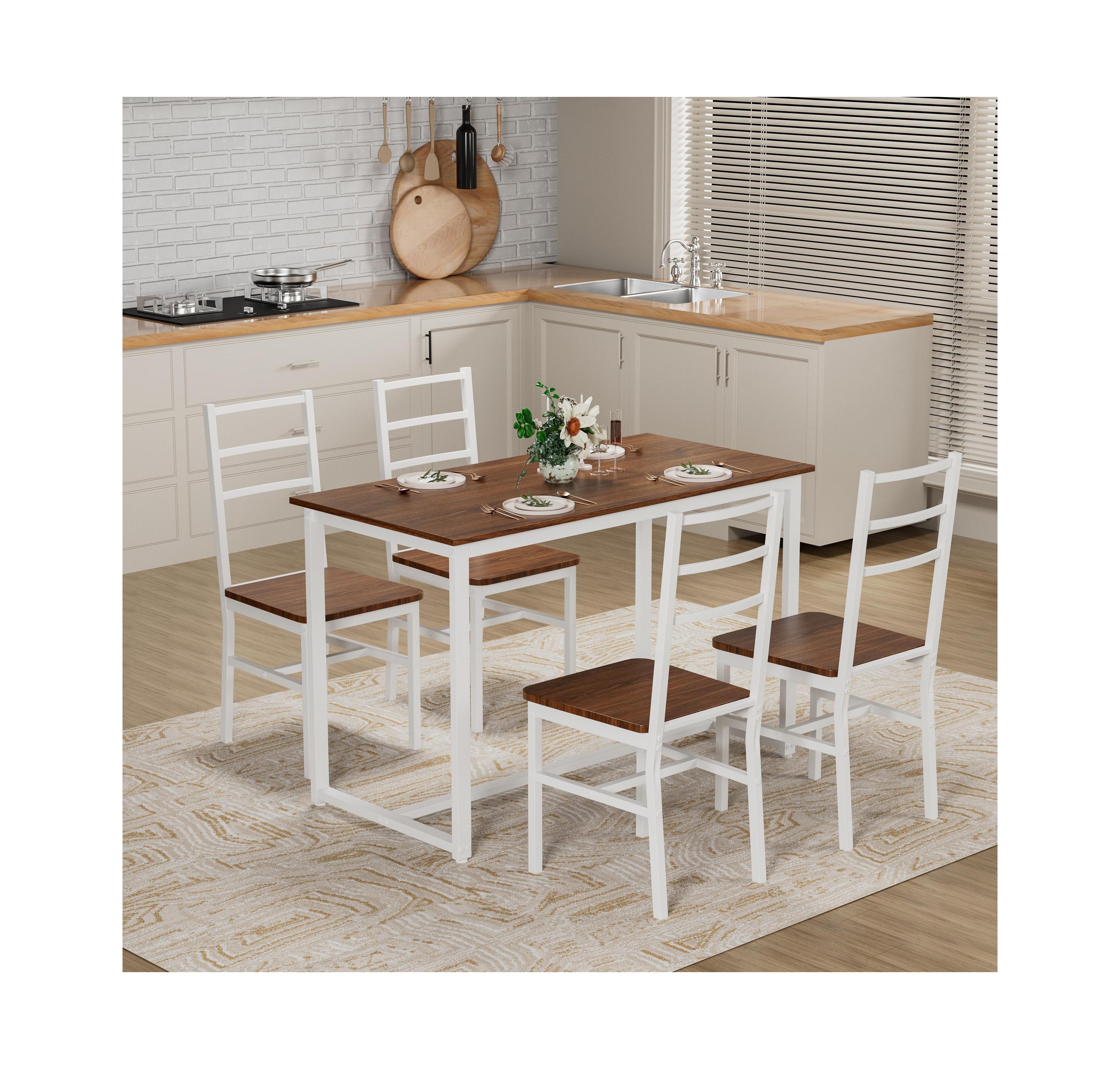 Flynama 5-Piece Dining Table Set with 4 Chairs, Space Saving Kitchen Set