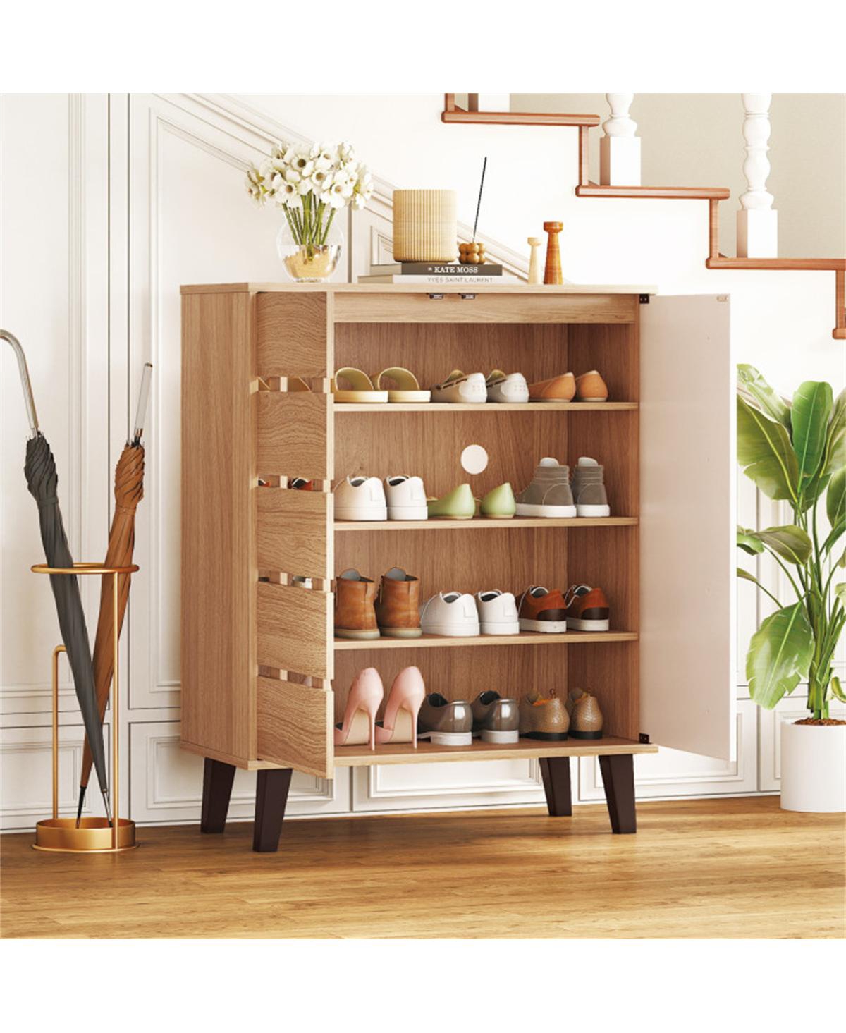 Slickblue 29.5 Inch Shoe Cabinet with 4-Tier Shelves and Adjustable Storage Rack