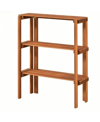 3-Tier Folding Wood Storage Shelf for Shoes, Plants and Display