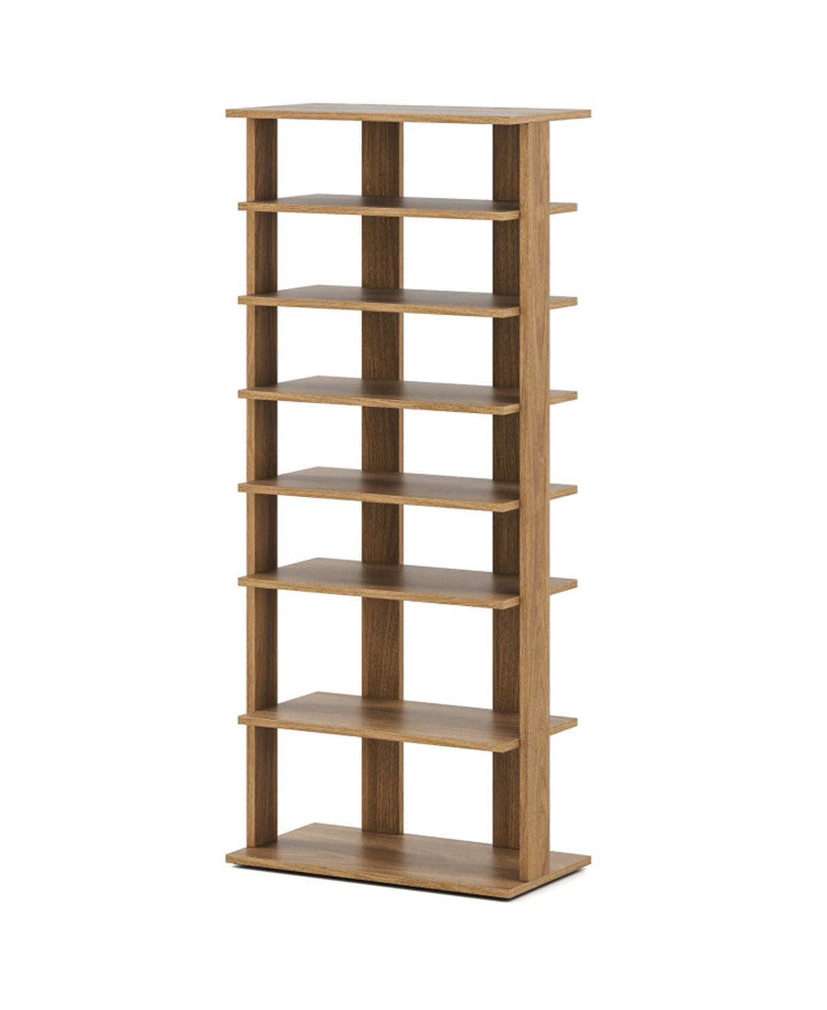 Slickblue 7-Tier Entryway Shoe Rack with Double-Row Adjustable Storage - Brown