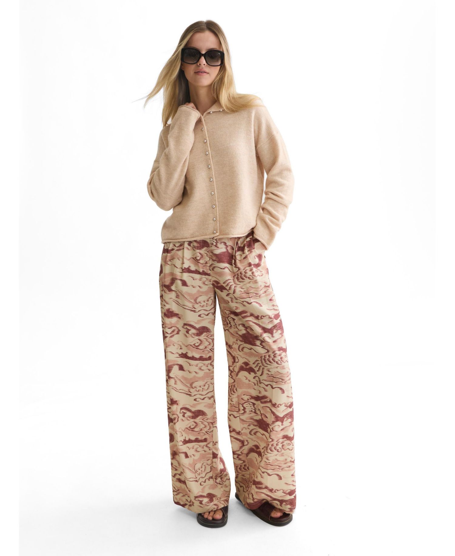 Women's Fuzzy Funnel-Neck Cardigan