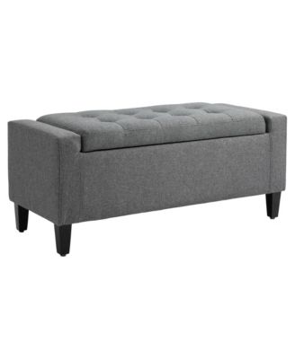 Storage Ottoman Bench with High Density Foam and Linen Look Fabric