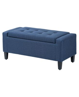 Storage Ottoman Bench with High Density Foam and Linen Look Fabric