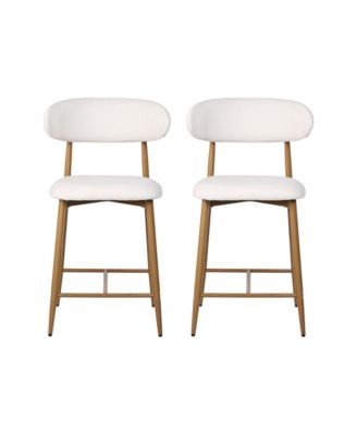 Set of 2 Counter Height Bar Stools with Upholstered Seat