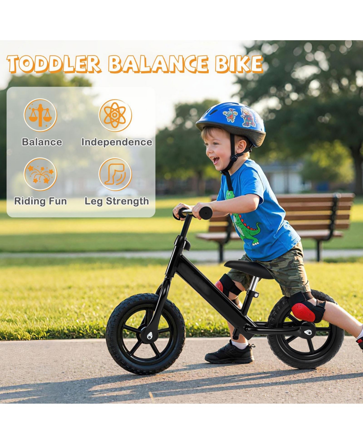 Mecale 33" Lightweight Adjustable Balance Bike, 55-lb Capacity, Ages 2-5