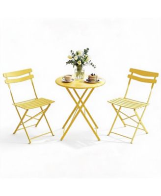 3-Piece Folding Bistro Set, Outdoor Patio Furniture with 2 Foldable Chairs and Table, Space-Saving Balcony Garden Set