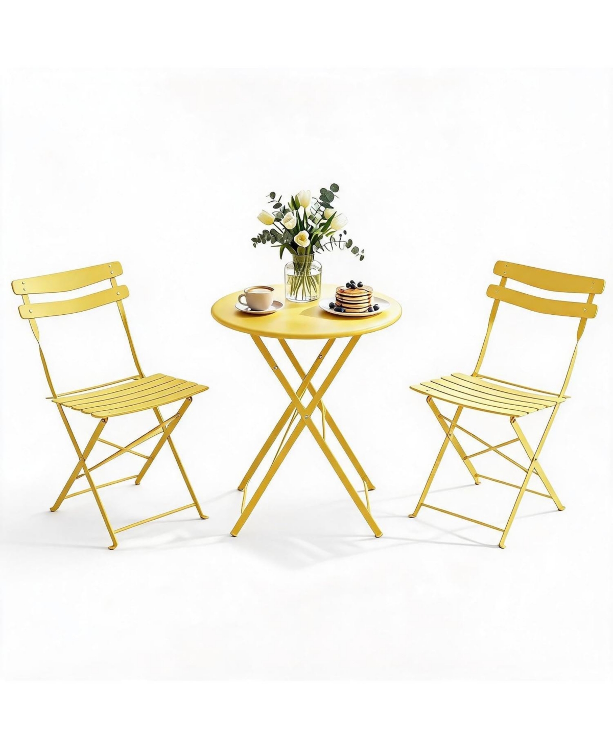 gaomon 3-Piece Folding Bistro Set, Outdoor Patio Furniture with 2 Foldable Chairs and Table, Space-Saving Balcony Garden Set